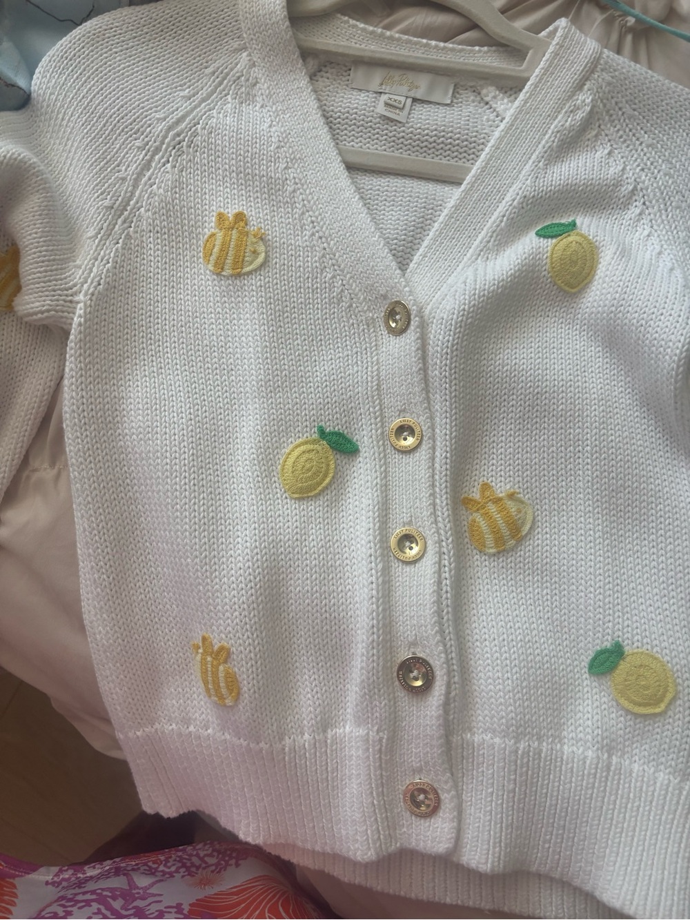 Lilly Pulitzer White Cardigan with Yellow Lemon Embroidery - Picture 7 of 11